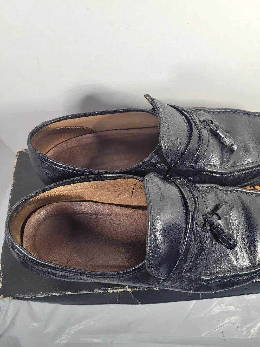 Freeman Mens Black Leather Slip On Loafers Driving Shoes Size 10 M